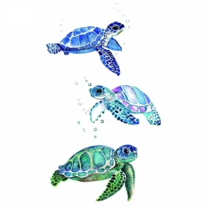Tatouage Temporaire Tortue - Bleu (3 pcs)