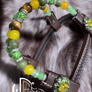 2614 Double Ear Bi Color – Ear loops & buckle set and conchos Green Lemon
